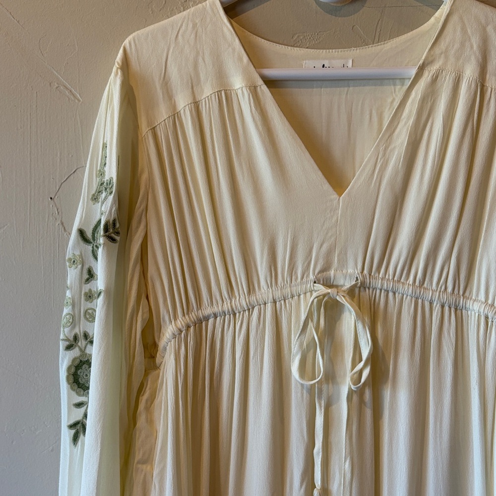 Cream Bohemian Embroidered Long Sleeve Maxi Dress - Picture 2 of 5